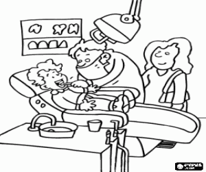 malvorlagen Kind mit seiner Mutter tut eine �berpr�fung der Z�hne in der Zahnarztpraxis ausmalbilder