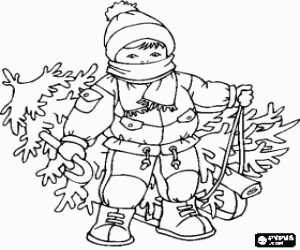 malvorlagen Kind mit warmen m�tze und schal ziehen weihnachtsbaum ausmalbilder