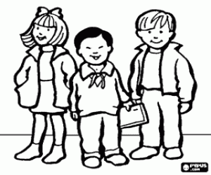 malvorlagen Kinder gruppe, zwei jungen und ein m�dchen ausmalbilder