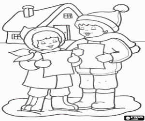 malvorlagen Kinder singen Weihnachtslieder auf der stra�e vor einem haus ausmalbilder