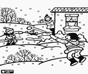 malvorlagen Kinder spielen in einem schnee-kampf ausmalbilder