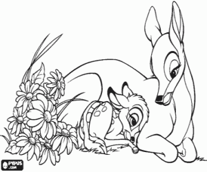 malvorlagen Kleine Bambi mit seiner mutter ausmalbilder