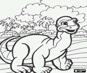 malvorlagen Kleine dinosaurier einen spaziergang in der n�he von einigen palmen ausmalbilder