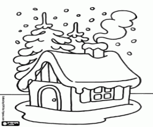 malvorlagen Kleines Haus im Schnee ausmalbilder