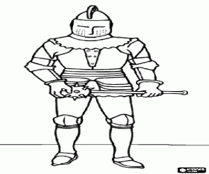 malvorlagen Krieger gesch�tzt mit helm und r�stung und bewaffnet mit einer morgenstern oder streitkolben ausmalbilder