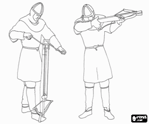 malvorlagen Krieger oder soldaten mit helmen und entlassung laden eine armbrust ausmalbilder