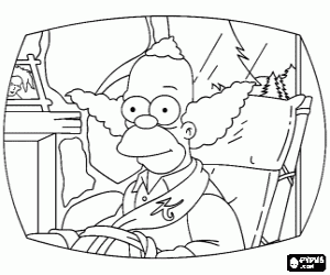 malvorlagen Krusty der Clown in seinem haus in eine szene aus seiner show im fernsehen ausmalbilder