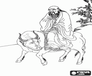malvorlagen Laozi, Lao Tse oder Lao-Tzu, philosofer des alten China, zentrale figur des Daoismus or Taoismus, fahrrad ein buffalo ausmalbilder