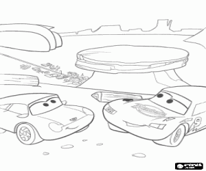 malvorlagen Lightning McQueen und Sally Carrera suchen eine sch�ne Landschaft ausmalbilder