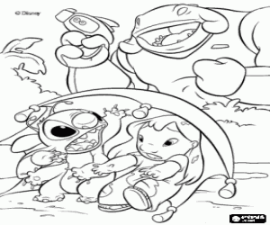 malvorlagen Lilo und Stitch gefangen von dem Netz ins Leben gerufen ihren Erzfeind Captain Gantu ausmalbilder