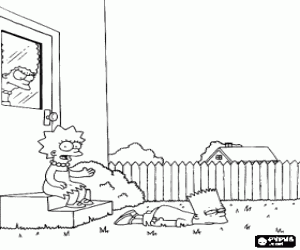 malvorlagen Lisa der endlos sprechen und Bart erm�deten und bohrten in ihrem garten unter dem anstarren von Marge ausmalbilder