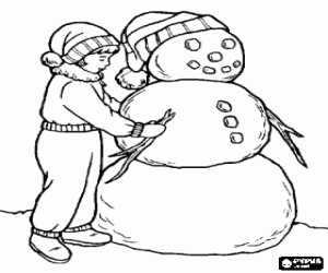 malvorlagen M�dchen macht einen gro�en Schneemann ausmalbilder