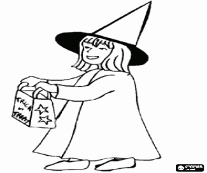 malvorlagen M�dchen verkleidet als hexe trick oder behandeln an Halloween ausmalbilder