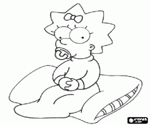 malvorlagen Maggie das baby sitzt auf einem kissen mit einem schnuller in den mund ausmalbilder