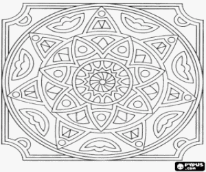 malvorlagen Mandala Kreise oder Stern-Bl�ten in einem Quadrat ausmalbilder