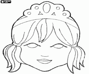 malvorlagen Maske Prinzessin mit ihrem Diadem oder Krone auf den Kopf ausmalbilder