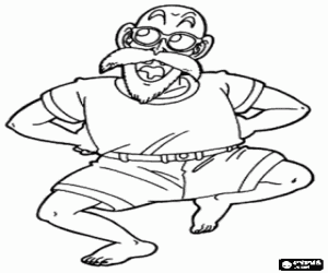 malvorlagen Master Roshi, Muten Roshi oder Kame Sennin, der alten Kampfkunst Meister, Son Goku und Krillin Z�ge ausmalbilder