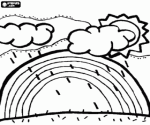 malvorlagen Meteorologische ph�nomene: sonne, wolken, regen und regenbogen ausmalbilder