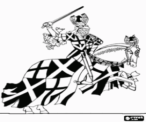 malvorlagen Mittelalterlichen ritter mit helm reiten teilnahme an einem kampf mit dem schwert in der hand ausmalbilder