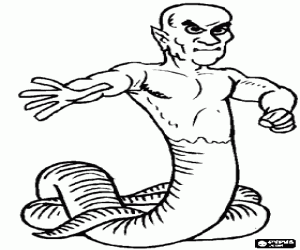 malvorlagen Monster h�lfte human (kopf, rumpf und arme) und die h�lfte schlange (schwanz) ausmalbilder