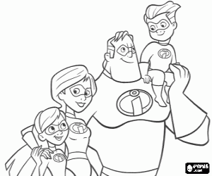 malvorlagen Mr. Incredible, Elastigirl, Violet, Dash und Jack-Jack ausmalbilder