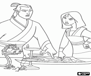 malvorlagen Mulan das den plan erstellt den kaiser mithilfe Shang und ihrer freunde zu retten ausmalbilder