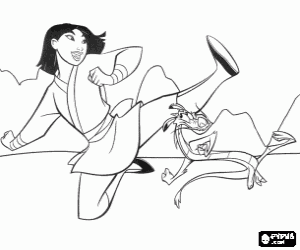 malvorlagen Mulan training mit Mushu zum im krieg gegen die hunnen zu k�mpfen ausmalbilder