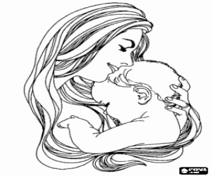 malvorlagen Mutter umarmt ihr Kind mit Liebe ausmalbilder