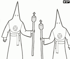 malvorlagen Nazarener oder B��er in einer Prozession in der Karwoche mit Kapuze oder Kegel, Bademantel und Kap ausmalbilder