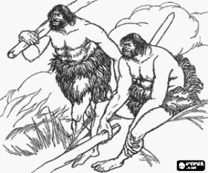 malvorlagen Neandertaler M�nner mit St�cken bewaffnet ausmalbilder