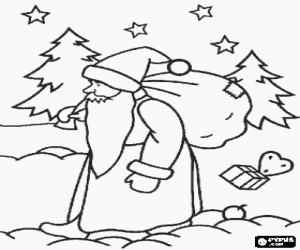 malvorlagen Nikolaus durchf�hrung der gro� sack f�r Weihnachtsgeschenke im wald unter einem sternenhimmel ausmalbilder