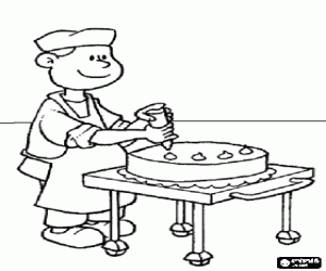 malvorlagen P�tissier Dekoration oder einen Kuchen mit Spritzbeutel ausmalbilder