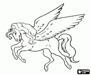 malvorlagen Pegasos - Das gefl�gelte pferd galoppieren und fliegen durch die luft ausmalbilder