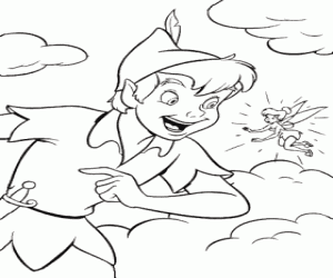 malvorlagen Peter Pan undTinker Bell oder Gl�ckchen spricht in den wolken ausmalbilder