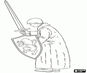 malvorlagen Peter Pevensie mit einem schwert und einem schild in Narnia ausmalbilder