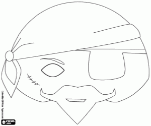 malvorlagen Piraten-Maske mit Kopftuch und einem Auge fallen ausmalbilder