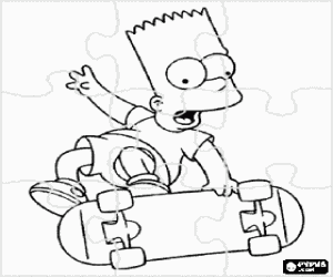 malvorlagen Puzzle von Bart Simpsons, die aus dem skateboard ausmalbilder