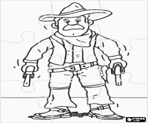 malvorlagen Puzzle von cowboy gunman mit zwei revolvern bewaffnet bereit f�r ein duell ausmalbilder