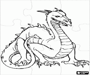 malvorlagen Puzzle von drache auf dem boden ausmalbilder