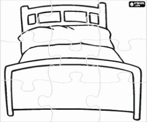 malvorlagen Puzzle von einzelnes bett mit kopf und fu�, matratze und kissen ausmalbilder