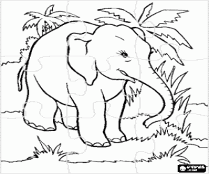 malvorlagen Puzzle von elefanten in den dschungel ausmalbilder
