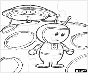 malvorlagen Puzzle von Extraterrestrial nahe bei seinem raumschiff in einem sehr entfernten planeten ausmalbilder