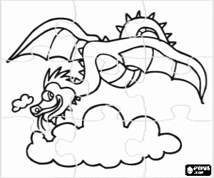 malvorlagen Puzzle von Gefl�gelte Drachen fliegen zwischen den Wolken ausmalbilder
