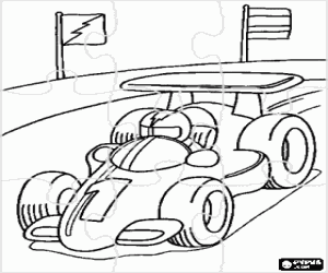 malvorlagen Puzzle von Laufendes auto mit piloten in einem stromkreis ausmalbilder