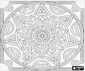 malvorlagen Puzzle von mandala keise oder stern-bl�ten in einem quadrat ausmalbilder