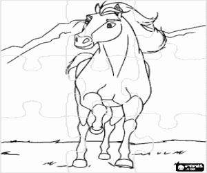 malvorlagen Puzzle von pferd in der landschaft ausmalbilder