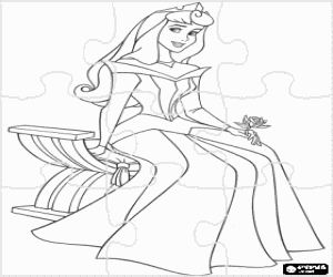 malvorlagen Puzzle von Prinzessin Aurora ganz gl�cklich mit ihr diadem und eine rose in der hand ausmalbilder