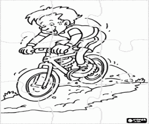malvorlagen Puzzle von Radfahrer des mountainbike oder MTB eine steigung absteigend  ausmalbilder