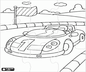 malvorlagen Puzzle von rennwagen im stromkreis ausmalbilder