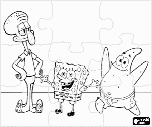 malvorlagen Puzzle von SpongeBob Schwammkopf und seine Freunde Patrick Star und Thadd�us Tentakel ausmalbilder